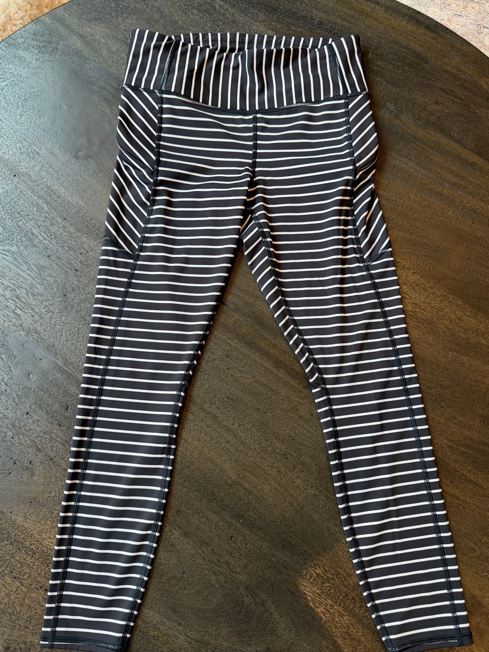 Athleta Black and White Striped Leggings